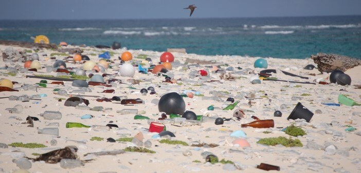 13 Millionen Tonnen Plastikmüll landen in den Weltmeeren – pro Jahr Plastikmüll am Strand von Laysan Island, Hawaii.